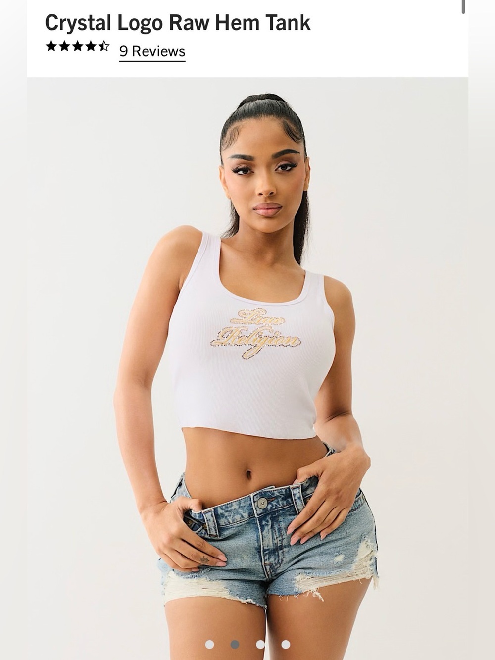 True Religion Crystal Logo Raw Hem Tank